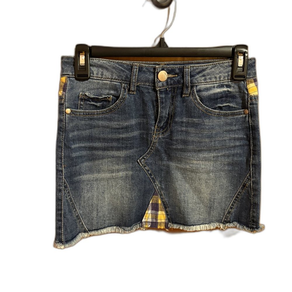 Dollhouse Denim‎ Mini Skirt Blue Yellow Size 0 W24